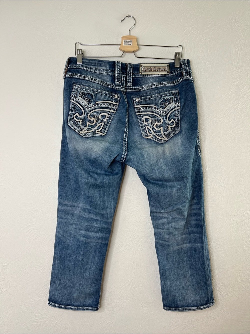 Rock and Revival Ebba Easy Crop size 32 Distressed Blue Jeans - Picture 10 of 16